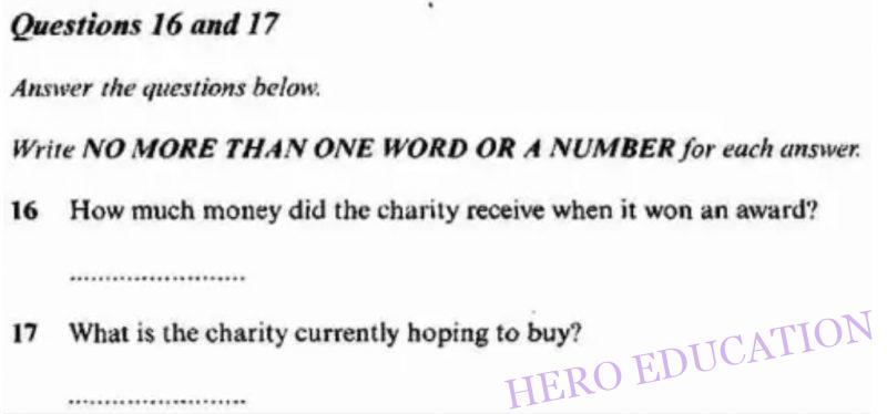 IELTS Listening - Short Answer b1