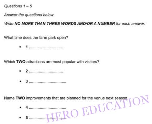 IELTS Listening - Short Answer