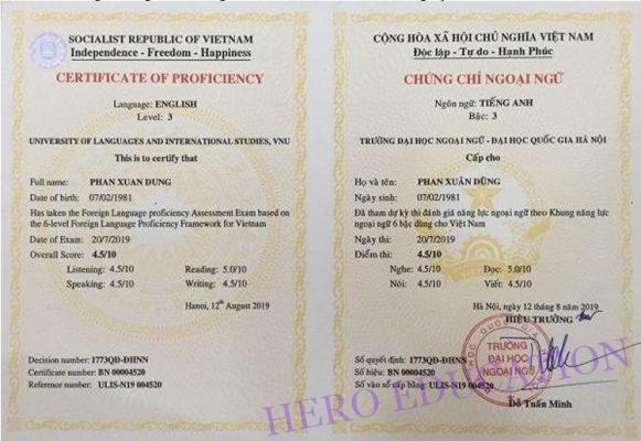 chứng chỉ VSTEP 